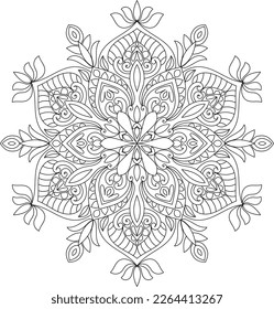 Decorative mandala coloring book page illustration