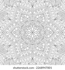 Decorative mandala coloring book page illustration