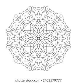 Decorative mandala coloring book page for kdp book interior. Peaceful Petals, Ability to Relax, Brain Experiences, Harmonious Haven, Peaceful Portraits, Blossoming Beauty mandala design.