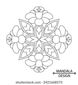 Decorative Mandala of Coloring Book Page for Adults and Children. Easy Mandala Coloring Book Pages for Adults to Relax, Experiences Give Relief. Resizeable Vector File