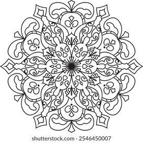 Decorative Mandala Coloring Pages or Book Decorative monochrome ethnic mandala Transparent pattern	