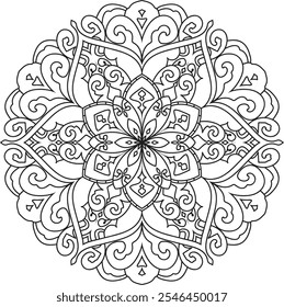 Mandala decorativo para colorir páginas ou livro Mandala étnica monocromática decorativa Padrão transparente	