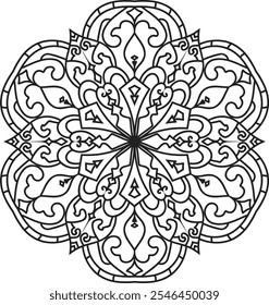 Decorative Mandala Coloring Pages or Book Decorative monochrome ethnic mandala Transparent pattern	