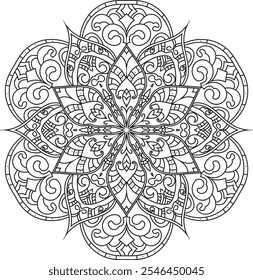 Decorative Mandala Coloring Pages or Book Decorative monochrome ethnic mandala Transparent pattern	