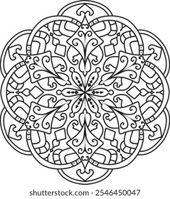 Mandala decorativo para colorir páginas ou livro Mandala étnica monocromática decorativa Padrão transparente	