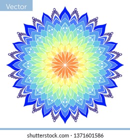 decorative mandala in the colors of the rainbow. for yoga studio and pilates studio