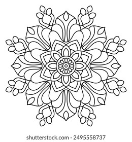Dekoratives Mandala-Design mit klaren Linien für Malbuch, Mandala-Design für Erwachsene Malbuch, Mandala Art
