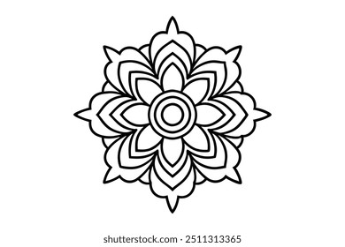 Decorative mandala design for colouring book illustration creations (10)