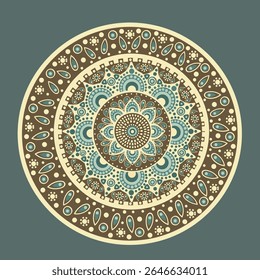A decorative mandala design featuring intricate patterns and soothing colors, ideal for relaxation or artistic inspiration.