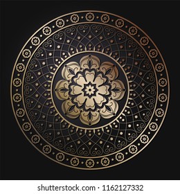 Decorative mandala for design with floral ornament. A template for printing postcards, invitations, books, for textiles, engraving, wooden furniture, forging. Vector.