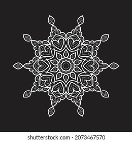 Decorative Mandala design in form of circular pattern on black background vector illustration element henna tattoo mehndi abstract background