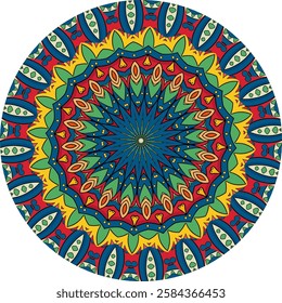 Decorative Mandala Design with with Repeating Geometric and Organic Shapes