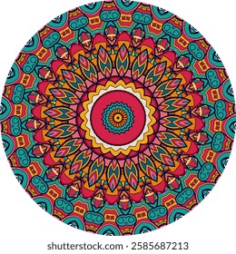 Decorative Mandala Design with with Repeating Geometric and Organic Shapes