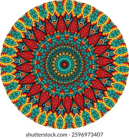 Decorative Mandala Design with Repeating Geometric and Organic Shapes