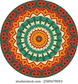 Decorative Mandala Design  with Repeating Shapes