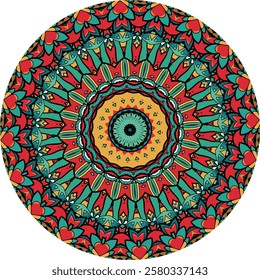 Decorative Mandala Design with Vibrant Patterns and Petals
