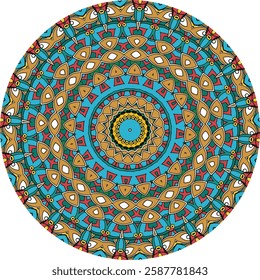 Decorative Mandala Design with Vibrant Patterns and Petals