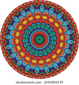 Decorative Mandala Design with Vibrant Patterns and Petals
