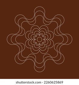 Decorative mandala designs with with lines on brown color background.