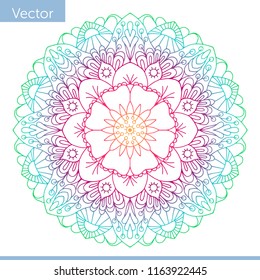 Сolored decorative Mandala. Drawing lines. Flower motifs