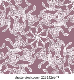 Decorative mandala with entangled snakes. Seamless pattern. 