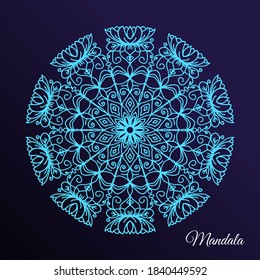 Decorative mandala with floral elements isolated on blue  background. Indian design element decorative vector for festive season.