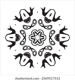 Decorative Mandala with Flowing Abstract Shapes and Intricate Floral Center