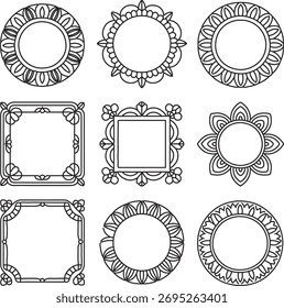 Decorative Mandala Frame and Border Set