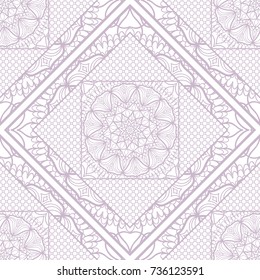 decorative mandala geometric lace ornament. Vector seamless pattern. Modern stylish design. for carper, fabric print, wallpaper, invitation. purple color