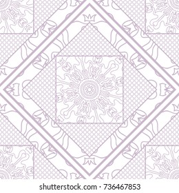 decorative mandala geometric lace ornament. Vector seamless pattern. Modern stylish design. for carper, fabric print, wallpaper, invitation. purple color