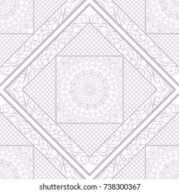 decorative mandala geometric lace ornament. Vector seamless pattern. Modern stylish design. for carper, fabric print, wallpaper, invitation. purple color