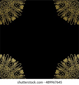Decorative mandala. Gold Vector illustration. Outline drawing. Ornate line art element. Ornamental floral pattern for wedding invitations, greeting cards.