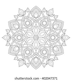 Decorative mandala illustration for adult coloring, well arranged group and easy to edit