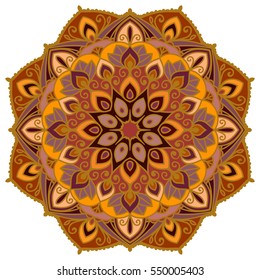 Decorative mandala isolated on white background. Colored indian ornament. Vector illustration. Hand drawn background. Elements for your design.
