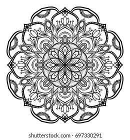 Decorative mandala isolated on white background. Indian ornament. Vector illustration. Hand drawn background. Elements for your design.
