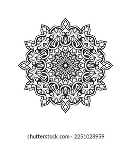 Decorative mandala for Mehndi, wedding, tattoo, islam. Hand drawn pattern. Coloring book page.