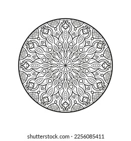 Decorative mandala for Mehndi, wedding, tattoo, islam. Hand drawn pattern. Coloring book page.