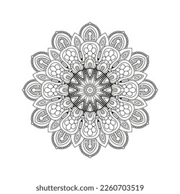 Decorative mandala for Mehndi, wedding, tattoo, islam. Hand drawn pattern. Coloring book page.

