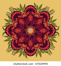 Decorative Mandala ornament, attractive floral design for coloring page