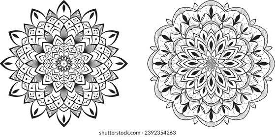 Decorative Mandala Ornamental Design For Coloring Page Kdp With Arabic Islamic Pattern Style, Black or White Color Premium Vector Eps10.