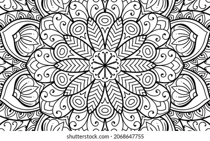 página decorativa Mandala página zen diseño maraña página de libro de colorear para adultos modelo de ilustración vectorial Vintage, patrón, decorativo, elementos, Henna, Mehndi.