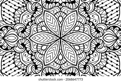 página decorativa Mandala página zen diseño maraña página de libro de colorear para adultos modelo de ilustración vectorial Vintage, patrón, decorativo, elementos, Henna, Mehndi.