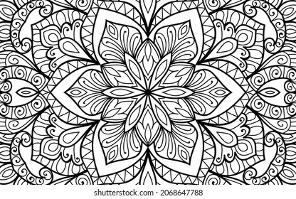 página decorativa Mandala página zen diseño maraña página de libro de colorear para adultos modelo de ilustración vectorial Vintage, patrón, decorativo, elementos, Henna, Mehndi.