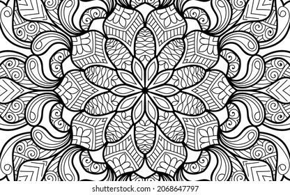 Decorative Mandala page zen tangle design colouring book page for adults vector illustration template Vintage, pattern, decorative, elements, Henna, Mehndi.