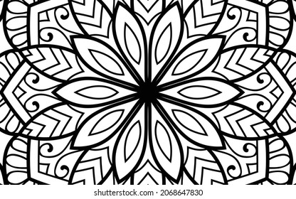 Decorative Mandala page zen tangle design colouring book page for adults vector illustration template Vintage, pattern, decorative, elements, Henna, Mehndi.