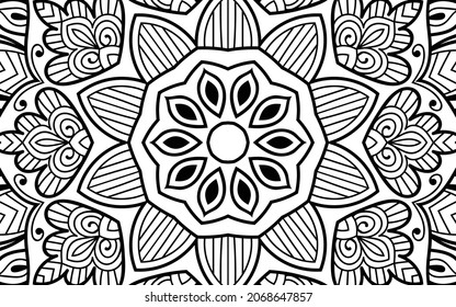 página decorativa Mandala página zen diseño maraña página de libro de colorear para adultos modelo de ilustración vectorial Vintage, patrón, decorativo, elementos, Henna, Mehndi.