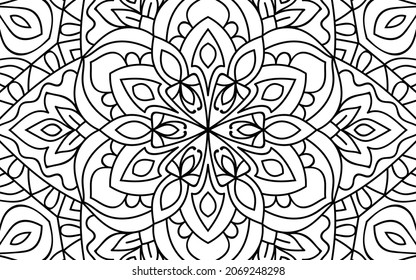 Decorative Mandala page zen tangle design colouring book page for adults vector illustration template Vintage, pattern, decorative, elements, Henna, Mehndi.