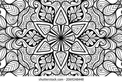 página decorativa Mandala página zen diseño maraña página de libro de colorear para adultos modelo de ilustración vectorial Vintage, patrón, decorativo, elementos, Henna, Mehndi.
