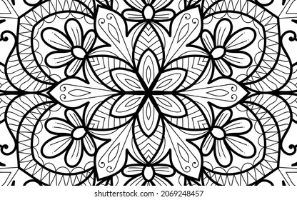 página decorativa Mandala página zen diseño maraña página de libro de colorear para adultos modelo de ilustración vectorial Vintage, patrón, decorativo, elementos, Henna, Mehndi.