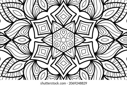 Decorative Mandala page zen tangle design colouring book page for adults vector illustration template Vintage, pattern, decorative, elements, Henna, Mehndi.